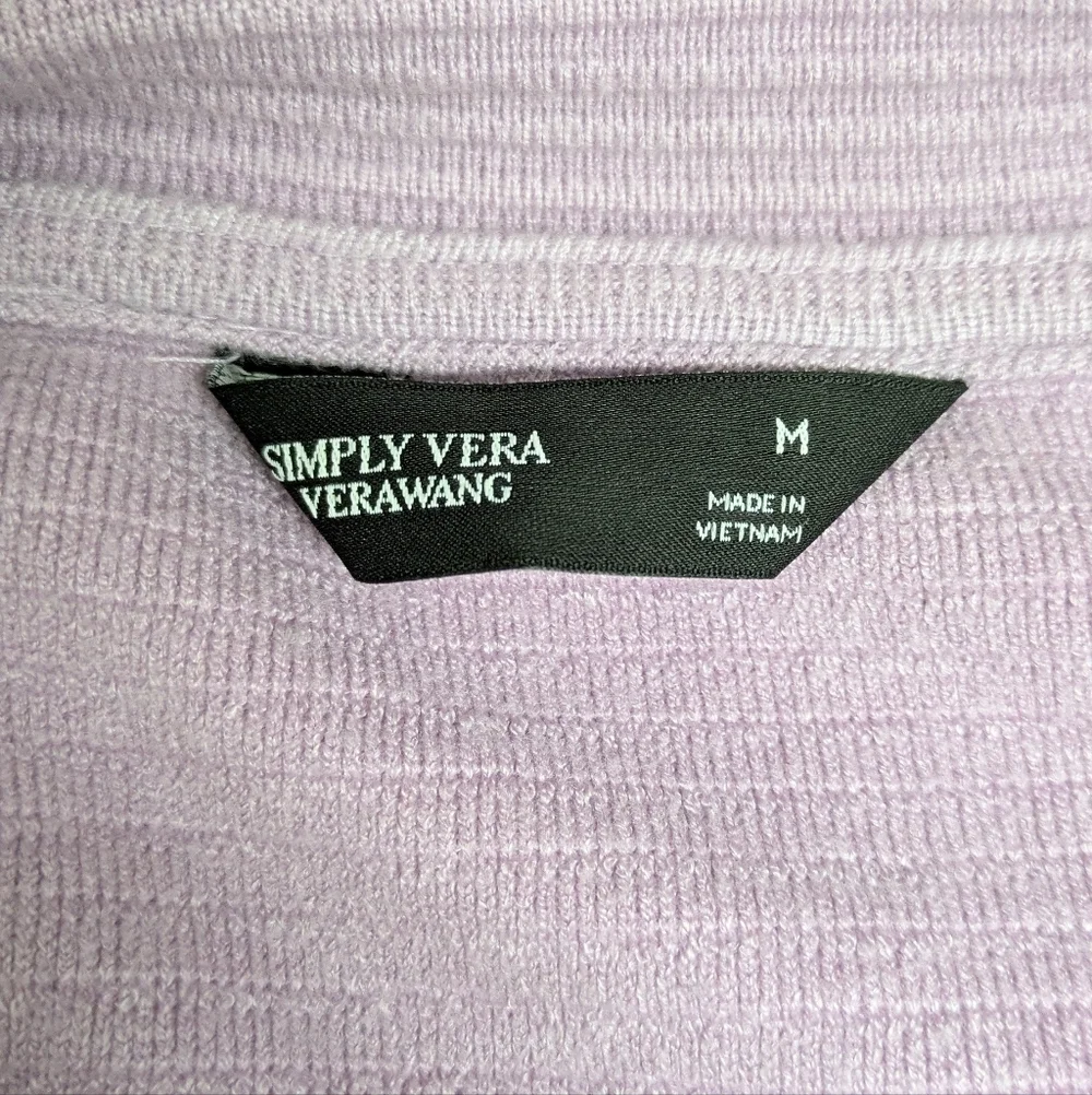 Simply Vera Wang Purple Ribbed Drawcord Pullover Athleisure Sweatshirt